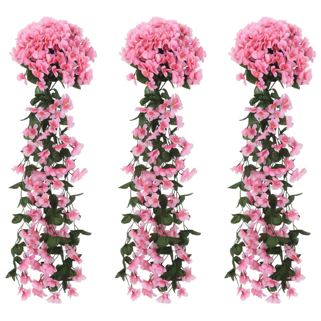 vidaXL Christmas Flower Garlands 3 pcs Pink 85 cm