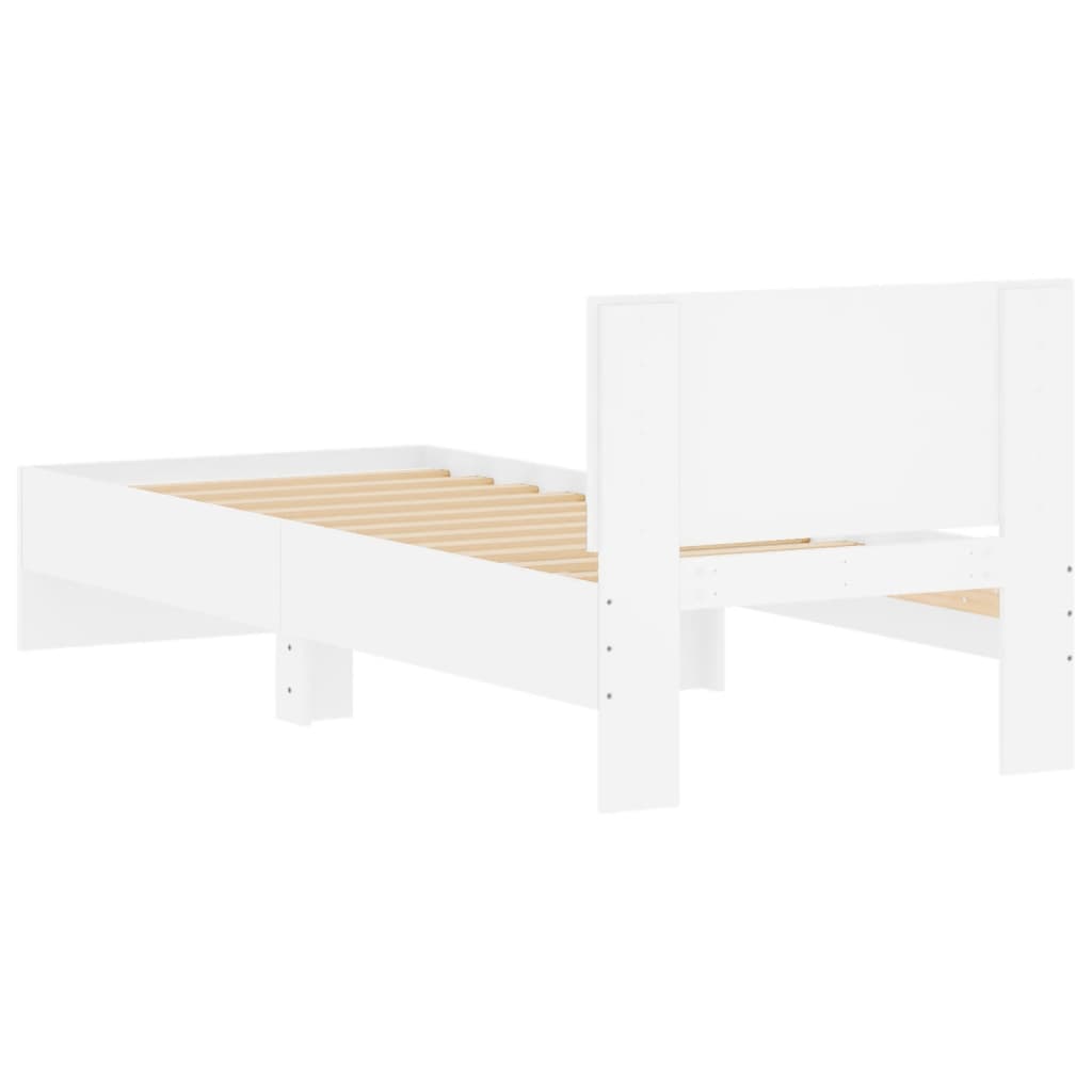 vidaXL Bed Frame without Mattress with Headboard White 90x190 cm Single