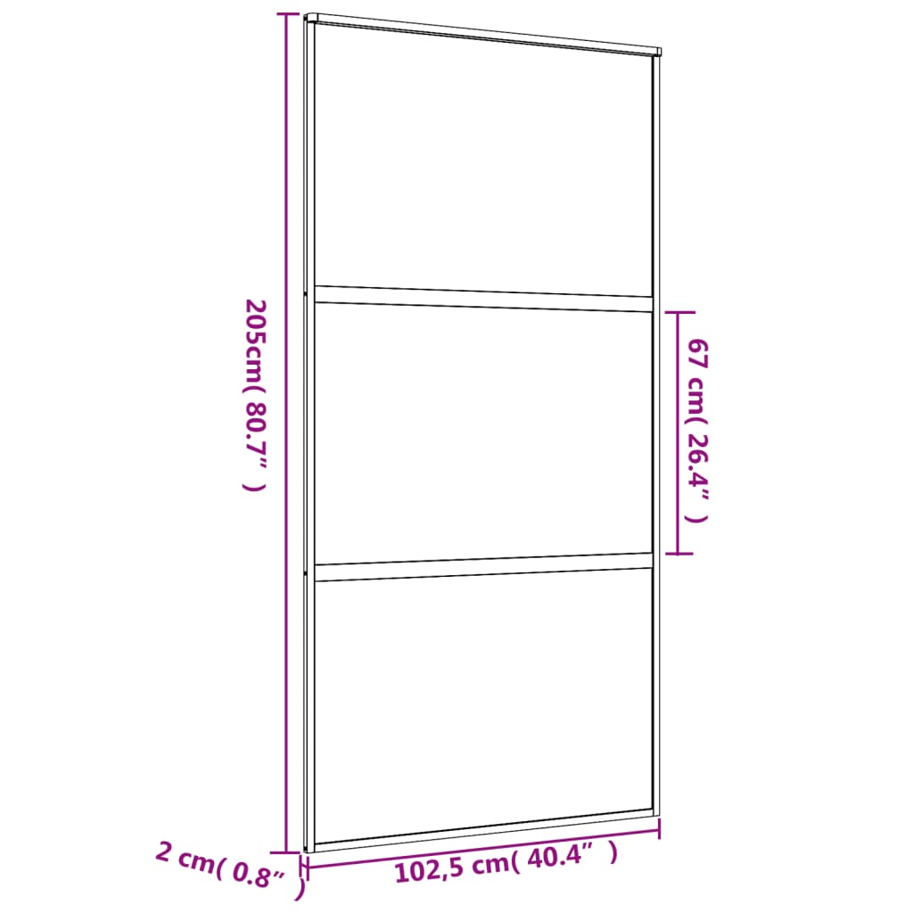 vidaXL Sliding Door Gold 102.5x205 cm Frosted ESG Glass and Aluminium