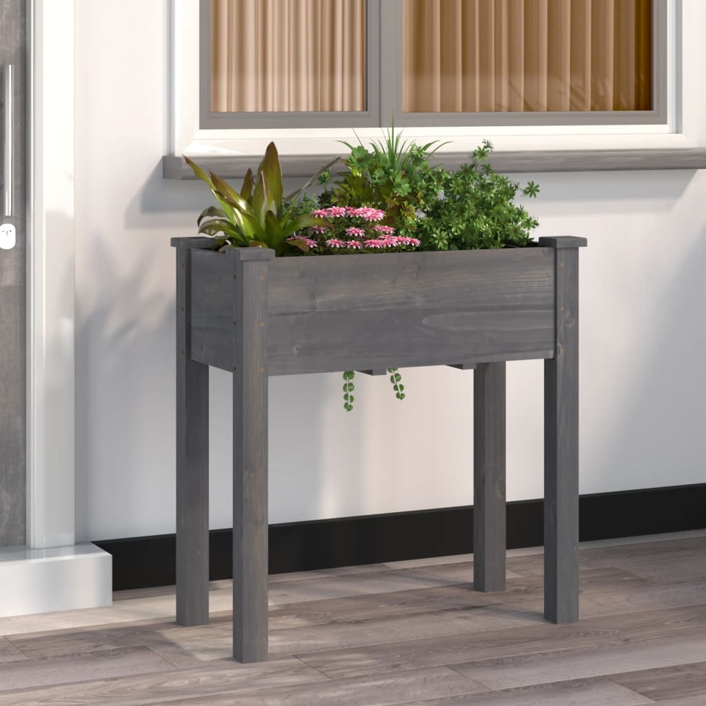 vidaXL Planter with Liner Grey 71x37x76 cm Solid Wood Fir