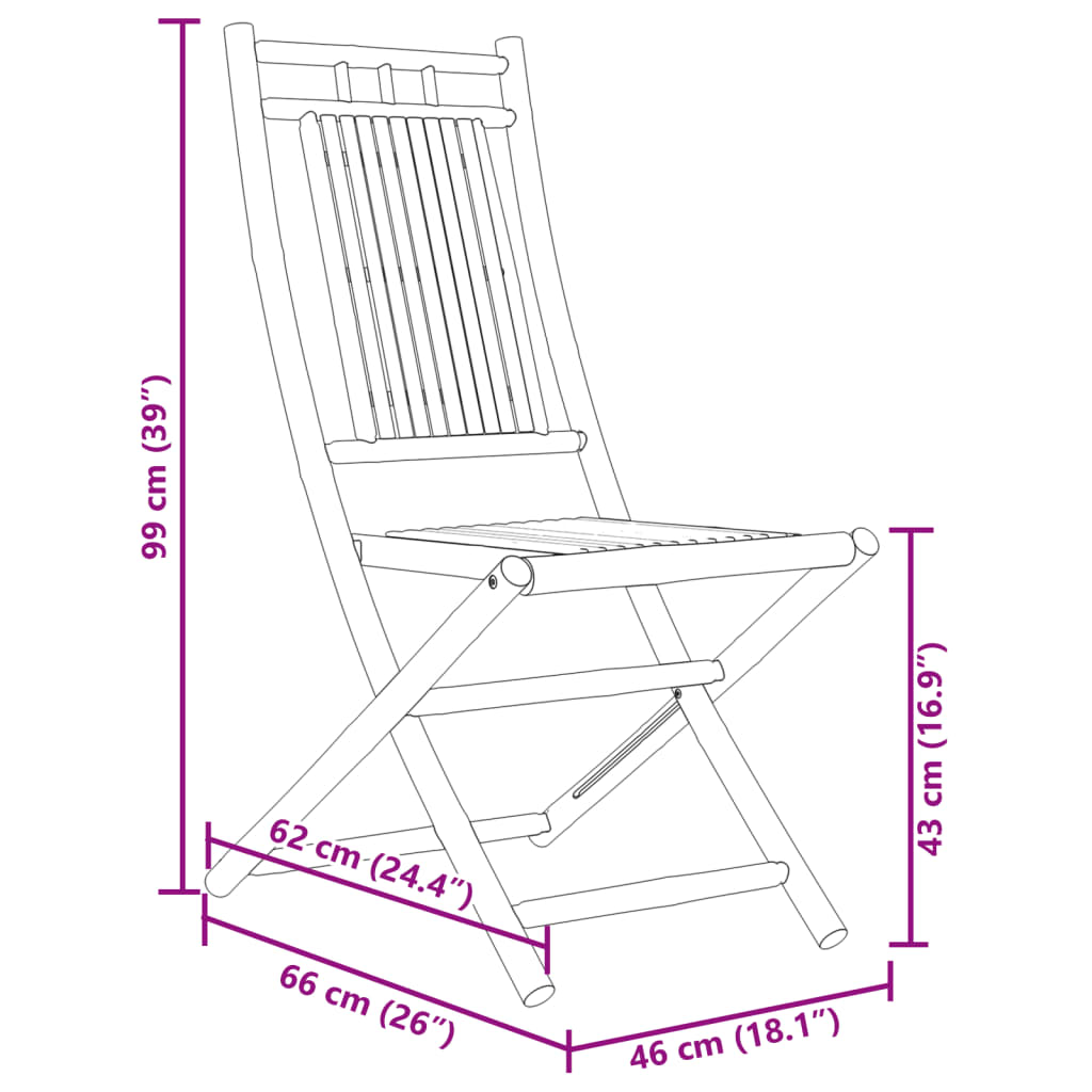 vidaXL 3 Piece Bistro Set Bamboo