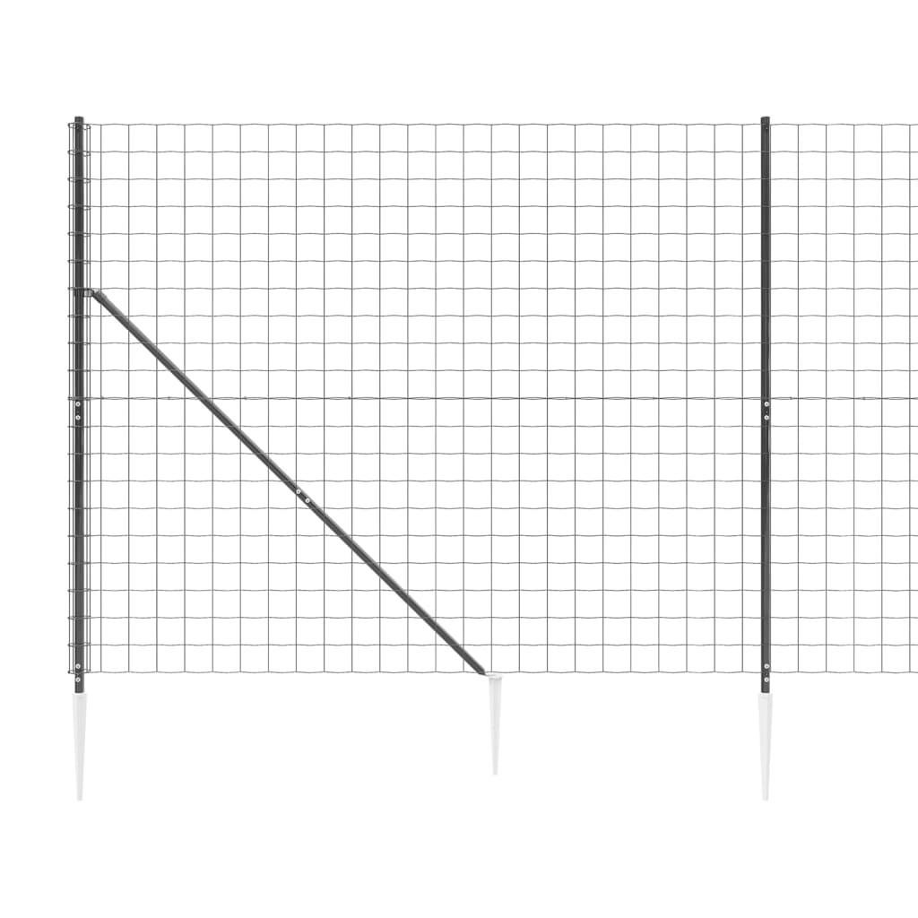 vidaXL Wire Mesh Fence with Spike Anchors Anthracite 1.4x10 m