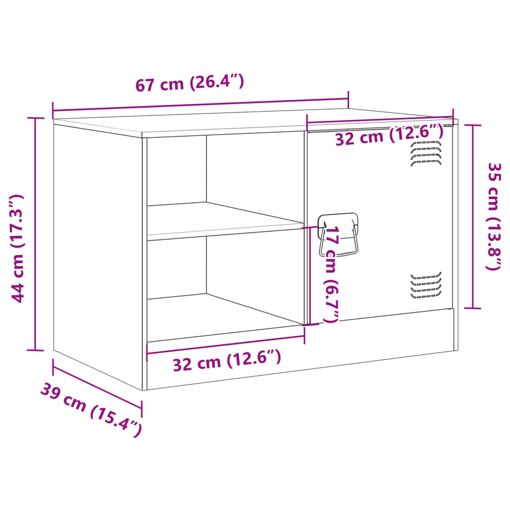 vidaXL TV Cabinet Mustard Yellow 67x39x44 cm Steel