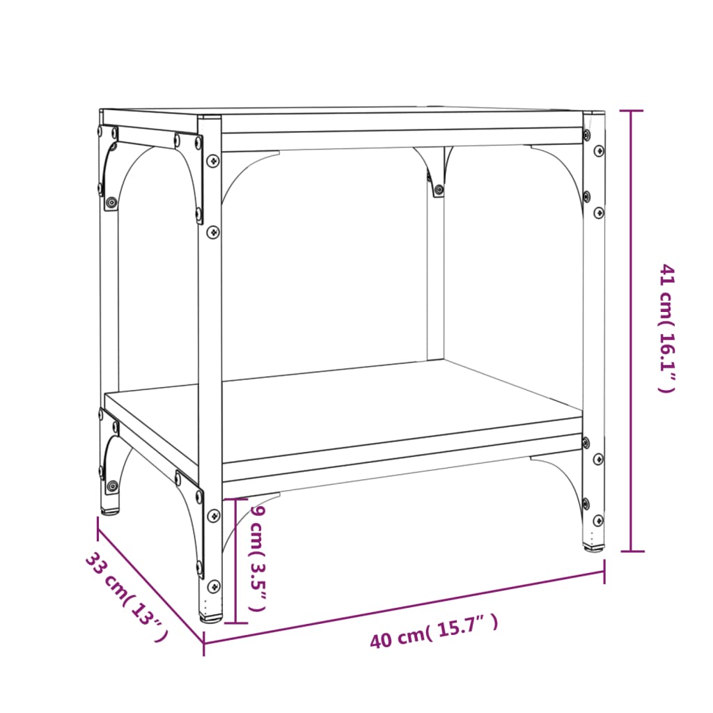 vidaXL TV Cabinet Sonoma Oak 40x33x41 cm Engineered Wood and Steel