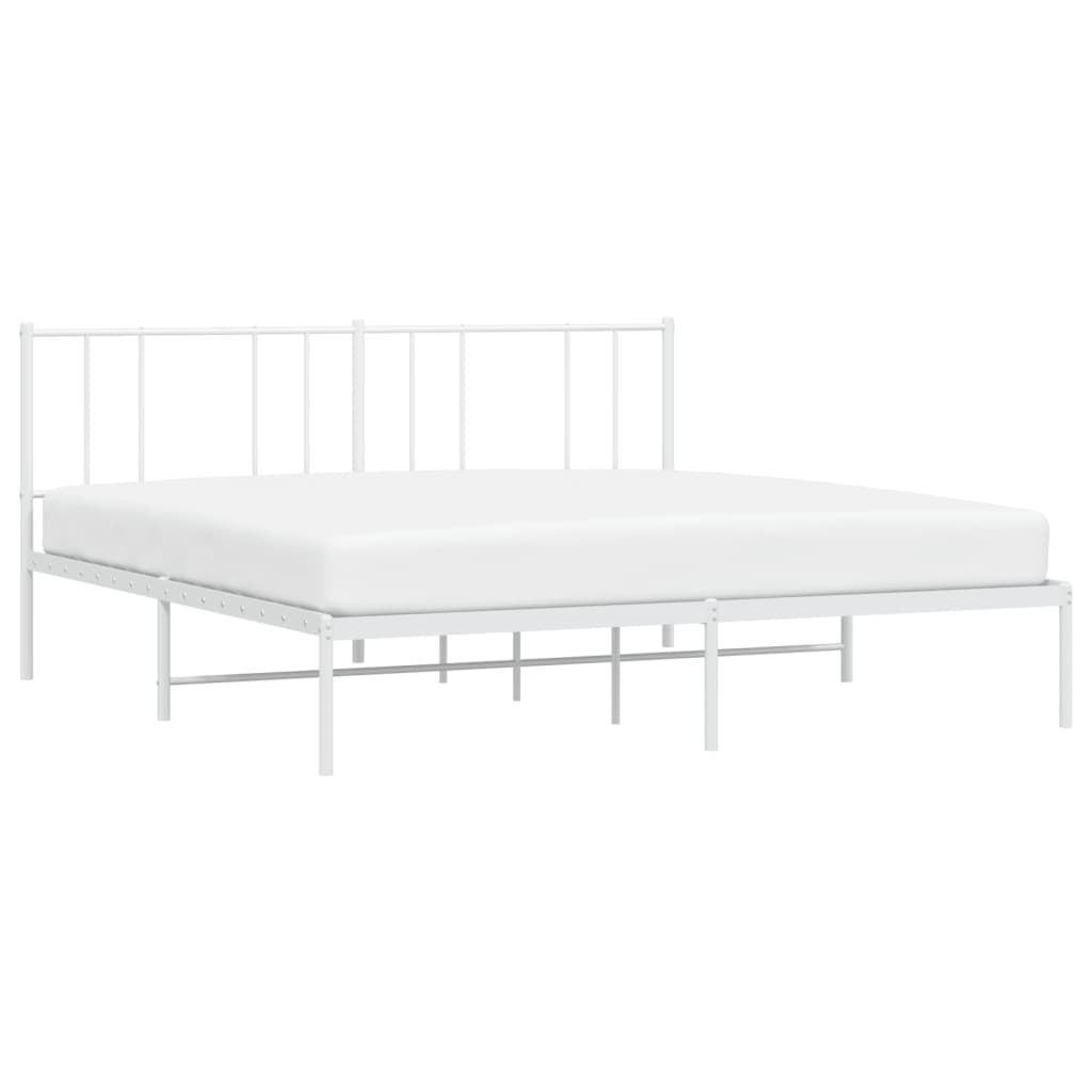 vidaXL Metal Bed Frame without Mattress with Headboard White 183x213 cm