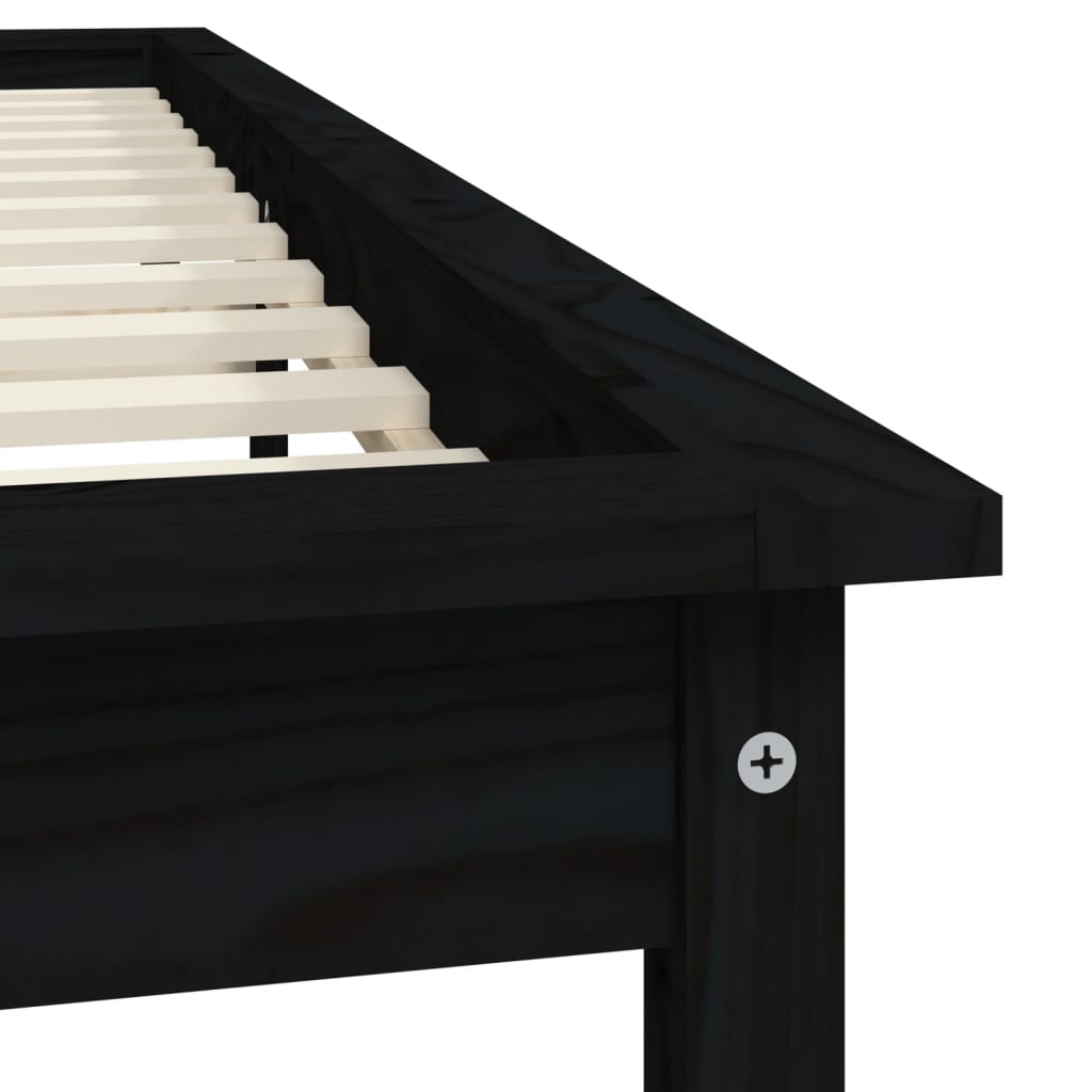 vidaXL Bed Frame without Mattress Black 160x200 cm Solid Wood