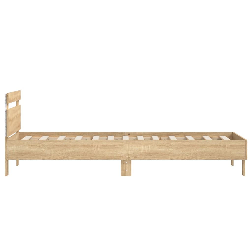 vidaXL Bed Frame without Mattress with LED Lights Sonoma Oak 90x200 cm