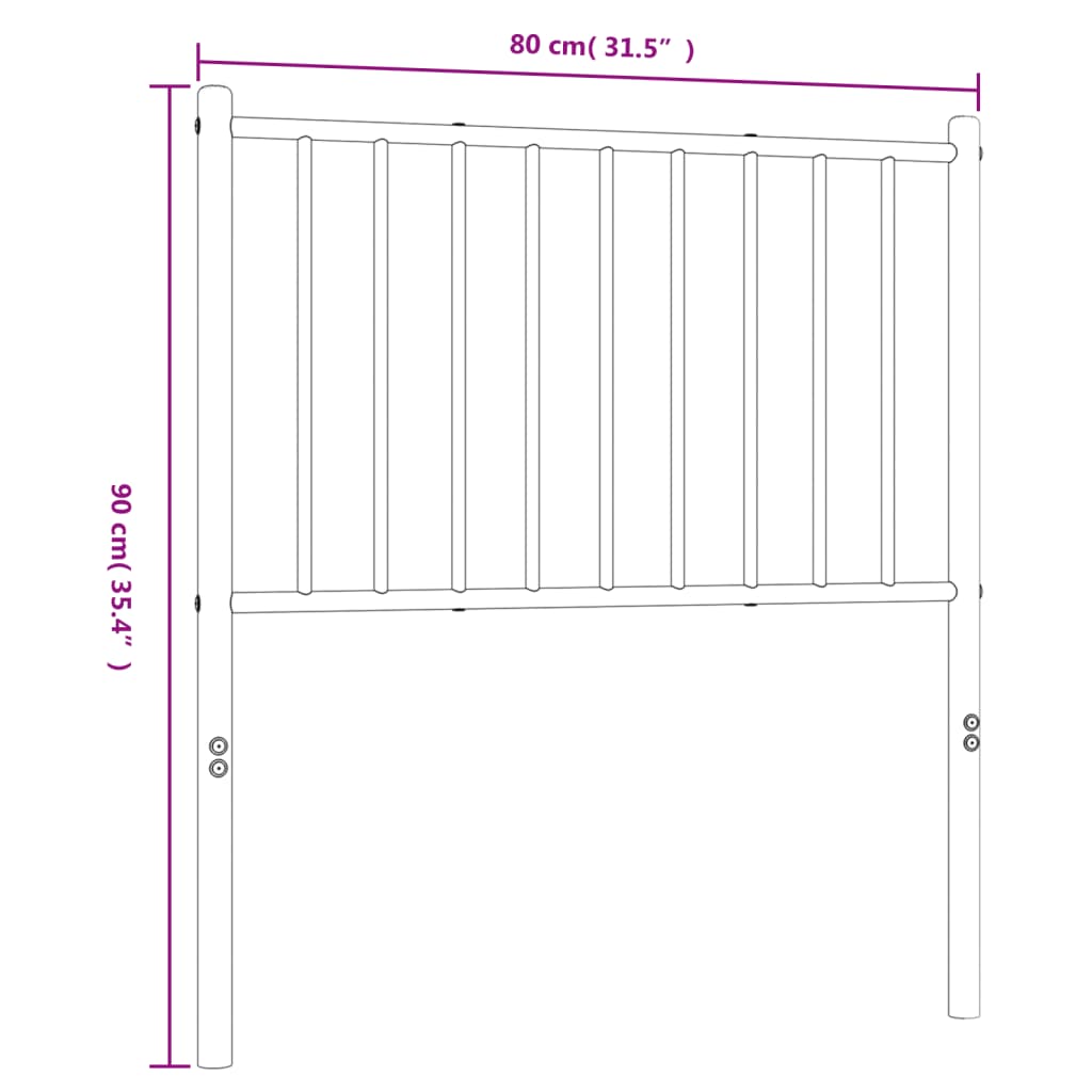 vidaXL Metal Headboard Black 75 cm