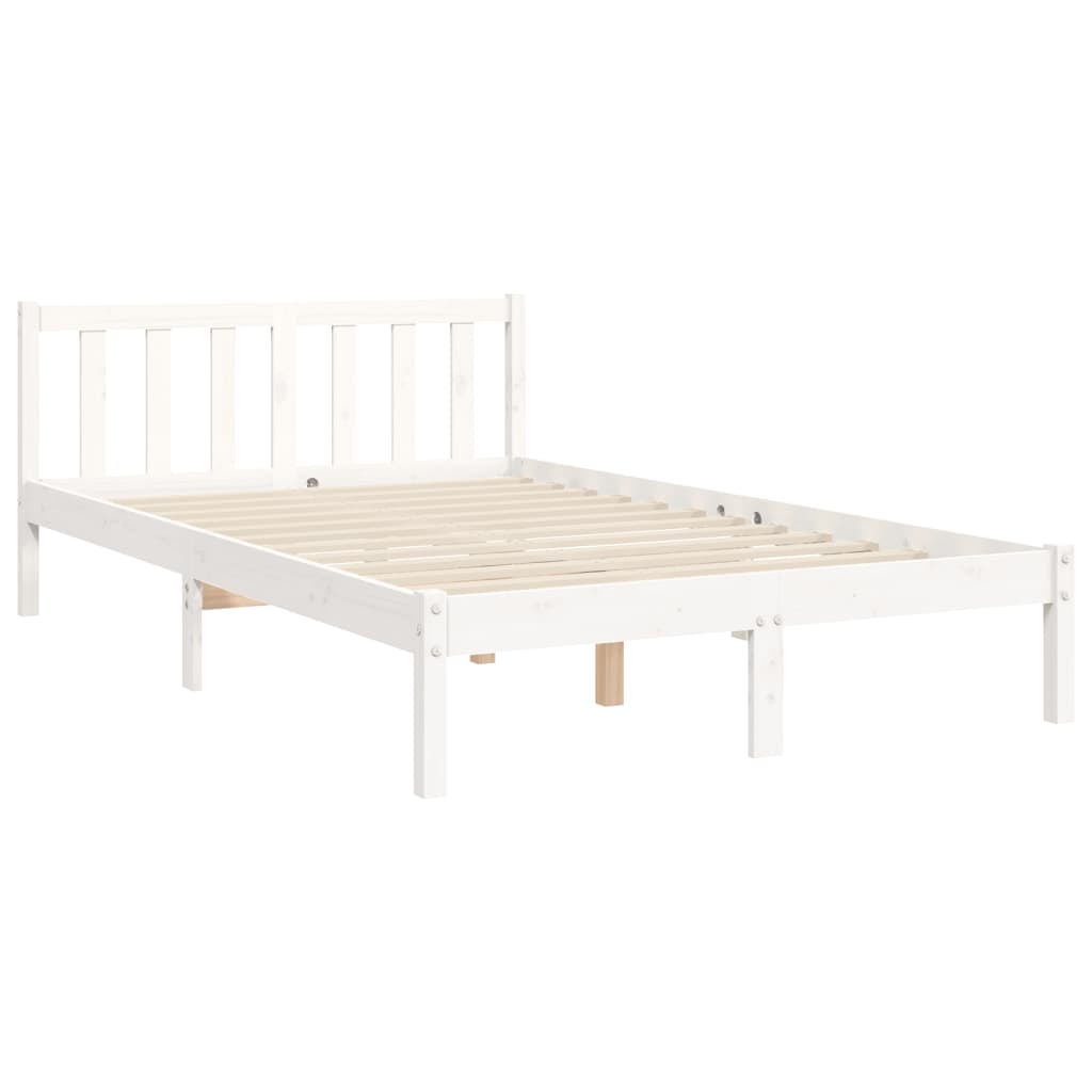 vidaXL Bed Frame without Mattress White Small Double Solid Wood Pine