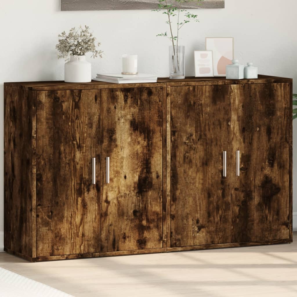 vidaXL Sideboards 2 pcs Smoked Oak 60x31x70 cm Engineered Wood