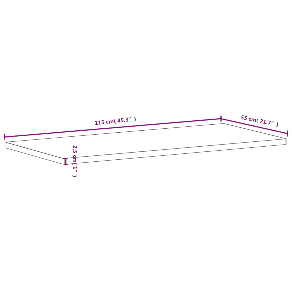 vidaXL Desk Top 115x55x2.5 cm Solid Wood Beech