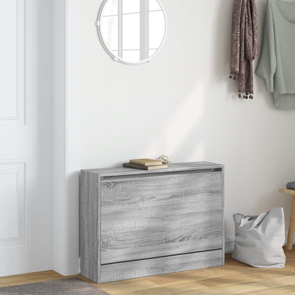 vidaXL Shoe Cabinet Grey Sonoma 80x21x57 cm Engineered Wood