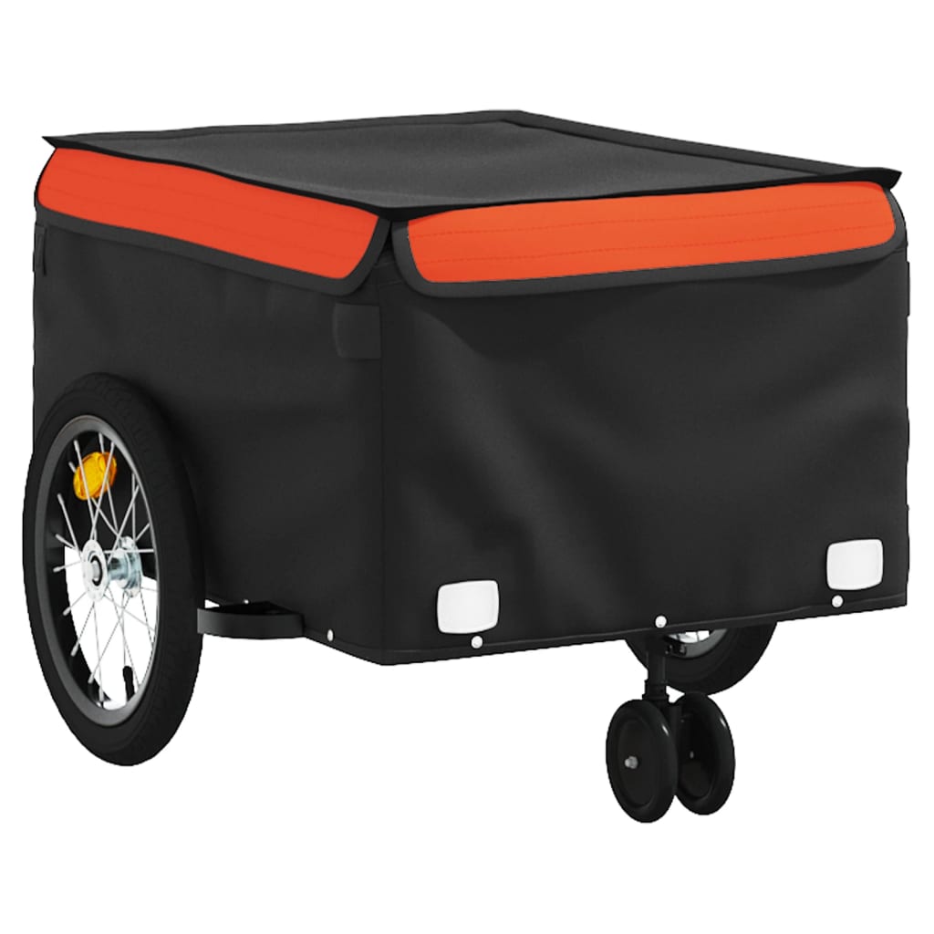 vidaXL Bike Trailer Black and Orange 45 kg Iron