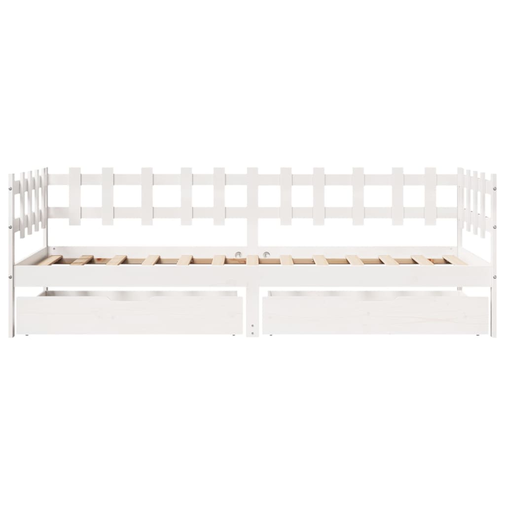 vidaXL Daybed with Drawers without Mattress White 90x190 cm Single Solid Wood