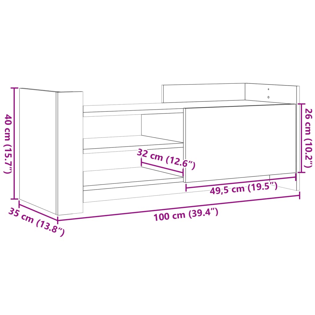 vidaXL TV Cabinet Brown Oak 100x35x40 cm Engineered Wood