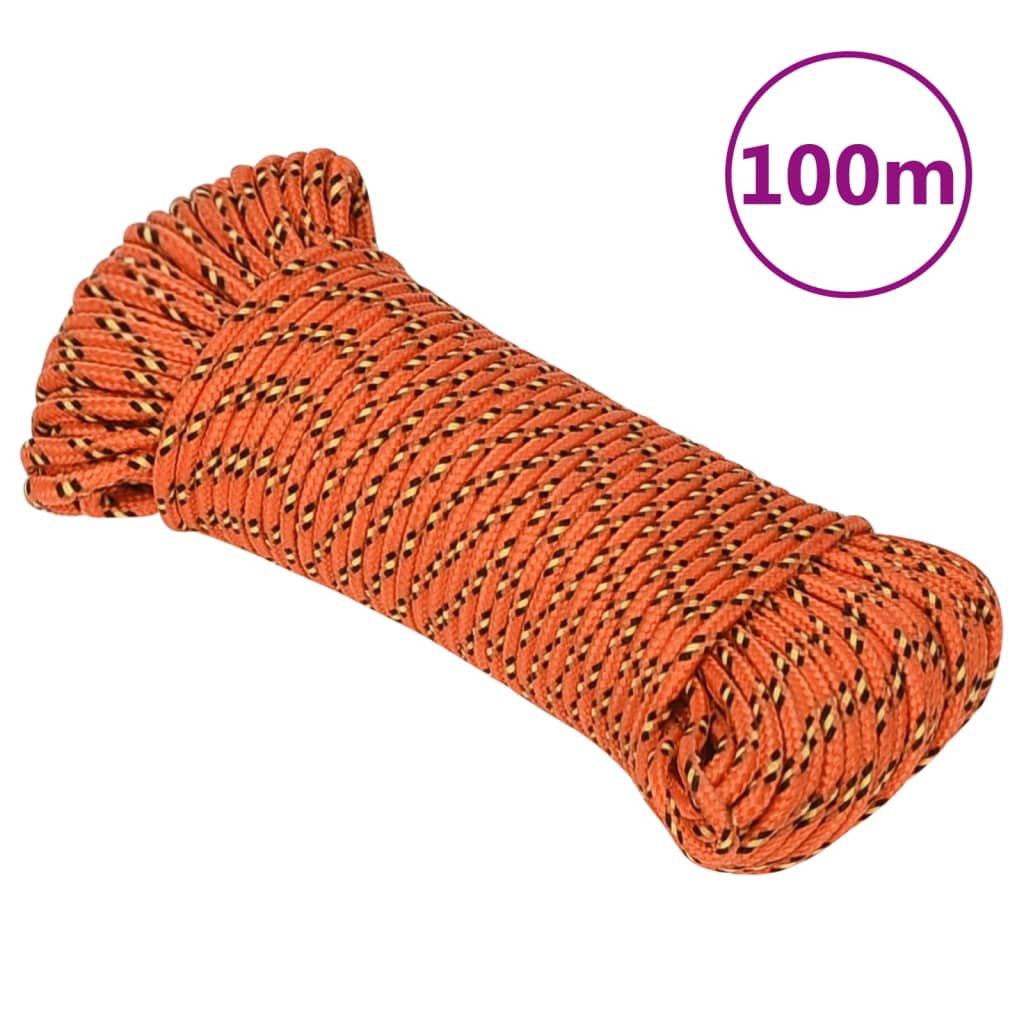 vidaXL Boat Rope Orange 3 mm 100 m Polypropylene