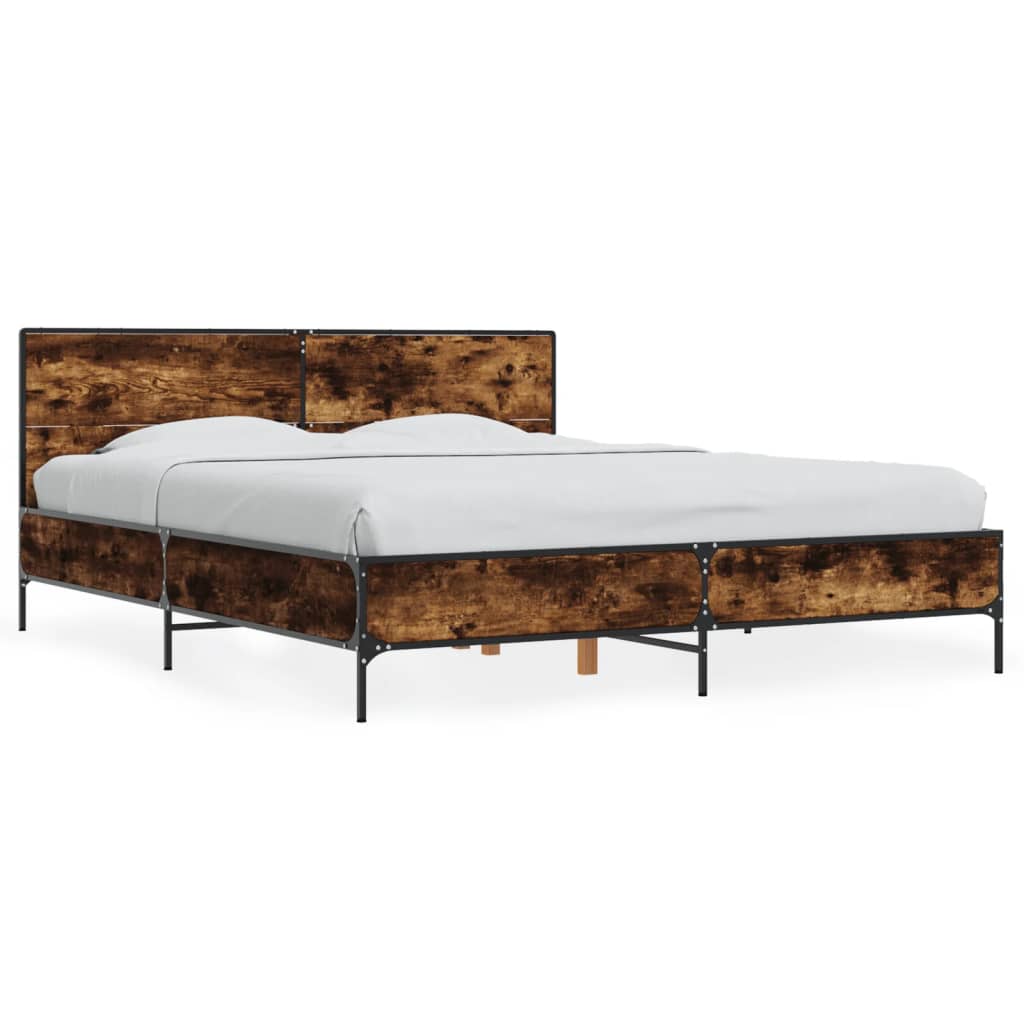 vidaXL Bed Frame without Mattress Smoked Oak 150x200 cm King Size