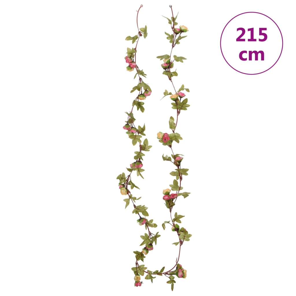 vidaXL Christmas Flower Garlands 6 pcs Pink 215 cm