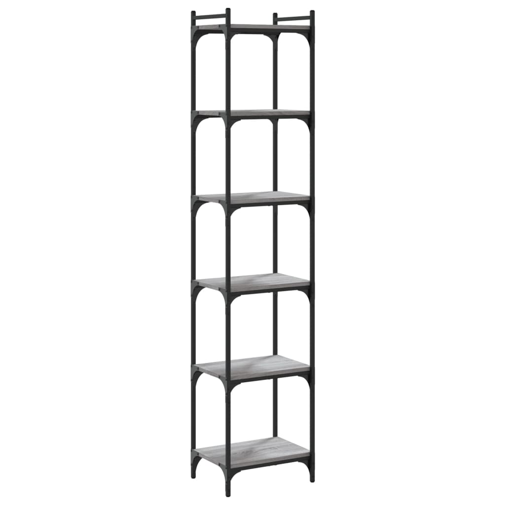 vidaXL Bookcase 6-Tier Grey Sonoma 40x30x188 cm Engineered Wood