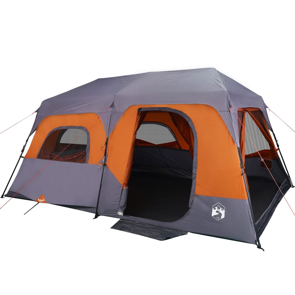 vidaXL Family Tent 9-Person Grey and Orange Quick Release Waterproof