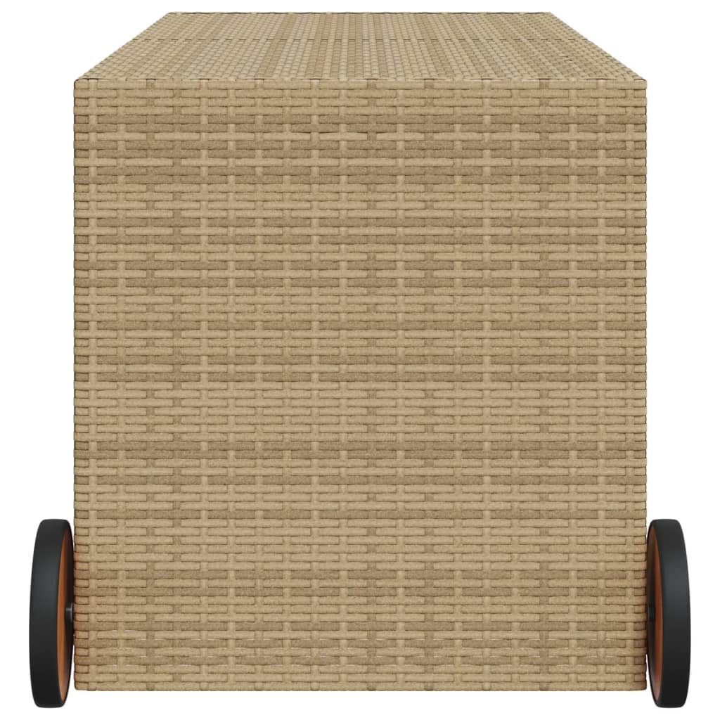 vidaXL Garden Storage Box with Wheels Mix Beige 283L Poly Rattan