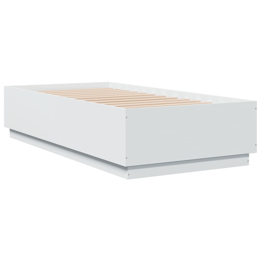 vidaXL Bed Frame with LED without Mattress White 75x190 cm Small Single