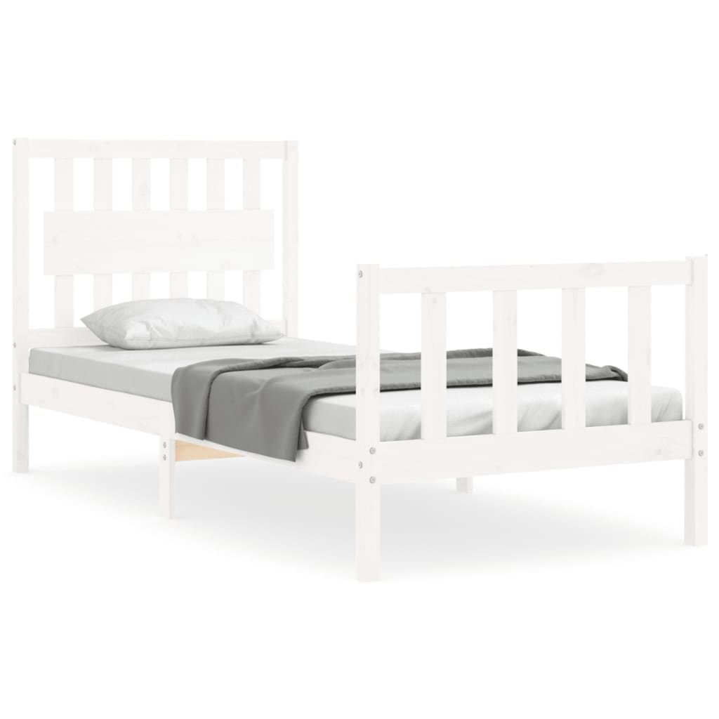 vidaXL Bed Frame without Mattress White Single Solid Wood Pine