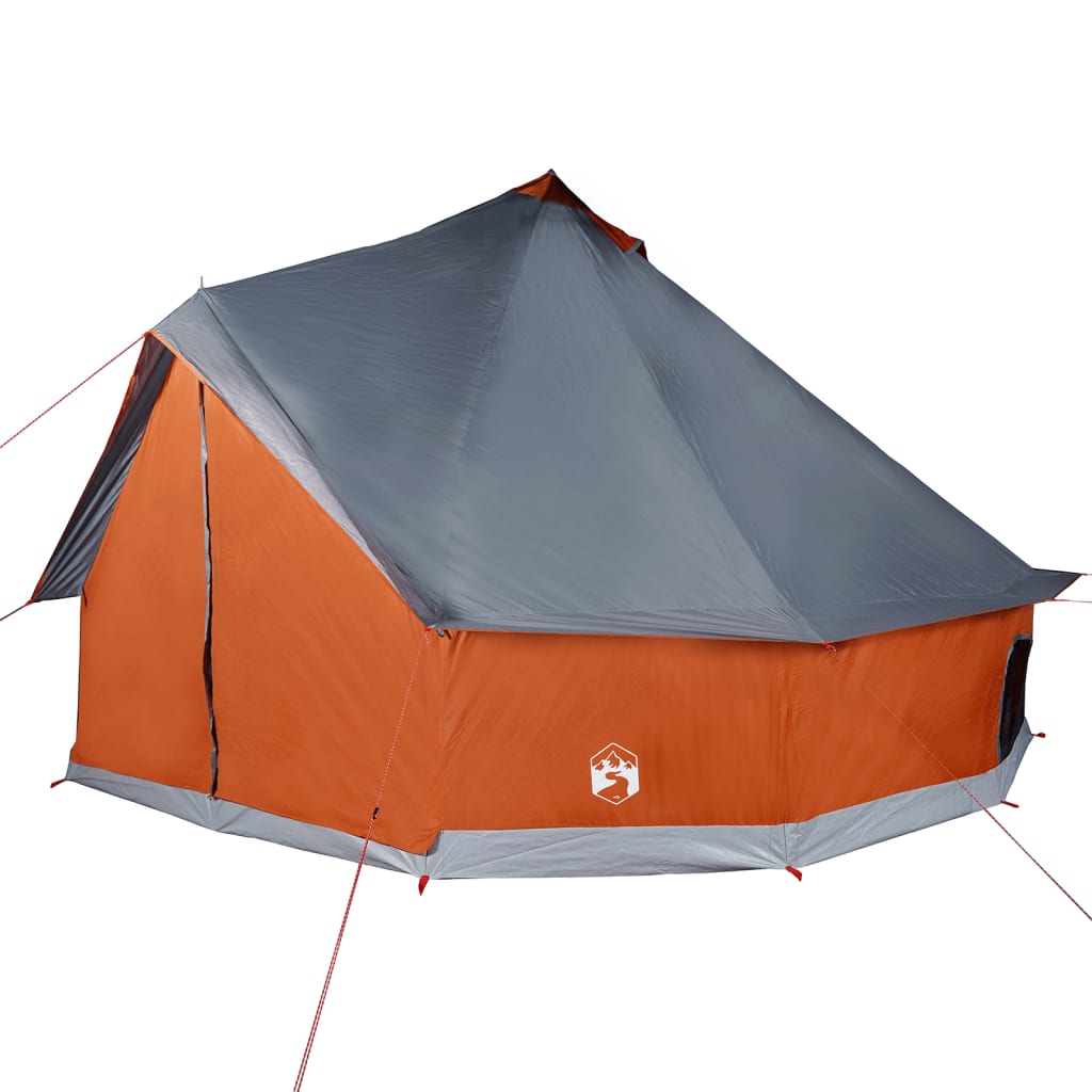 vidaXL Family Tent Tipi 8-Person Grey and Orange Waterproof
