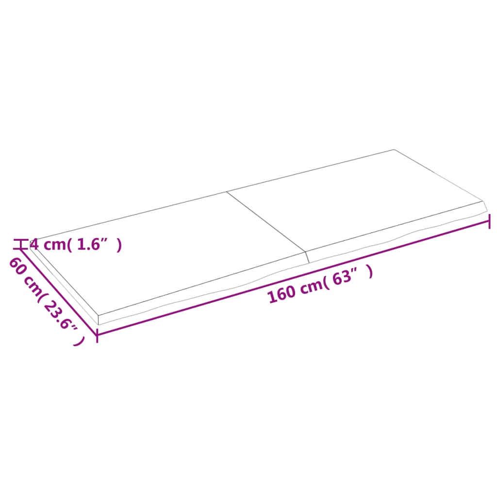 vidaXL Bathroom Countertop 160x60x(2-4) cm Untreated Solid Wood