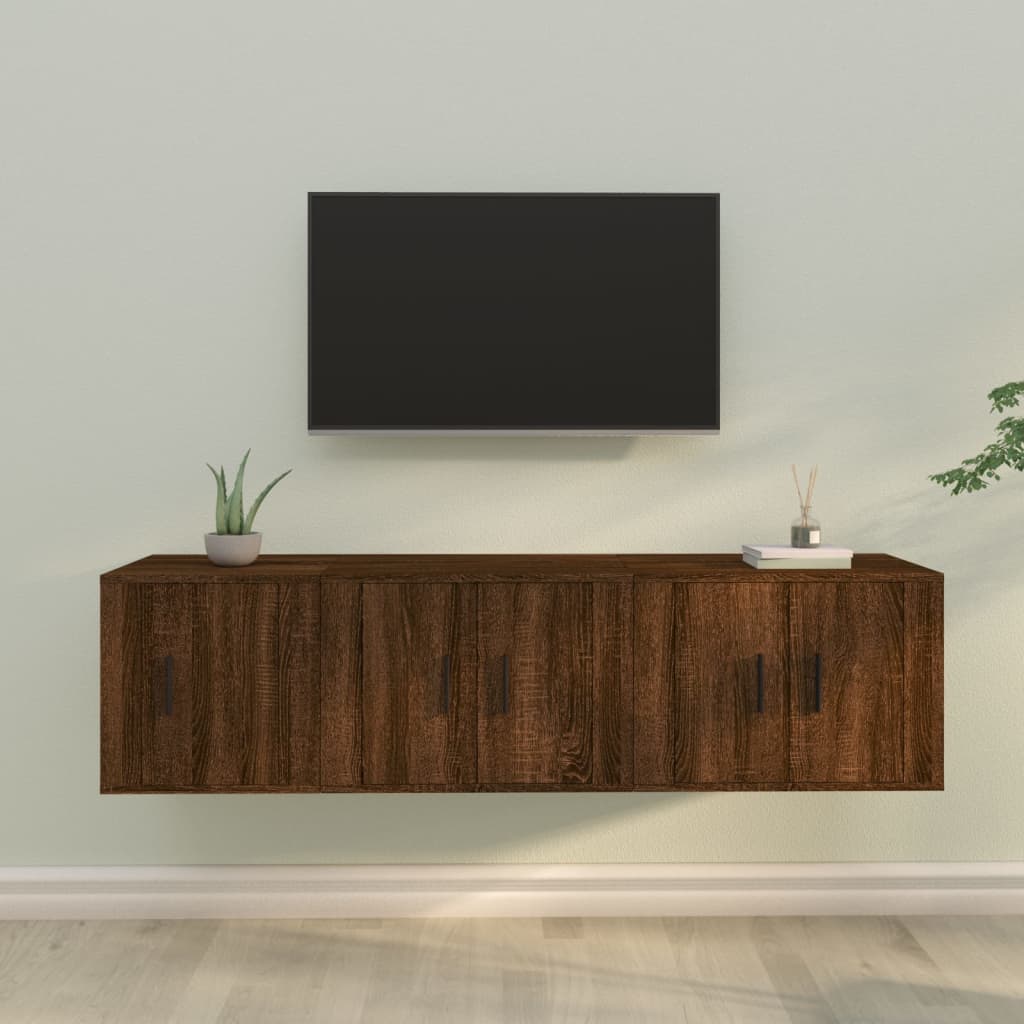 vidaXL 3 Piece TV Cabinet Set Brown Oak Engineered Wood