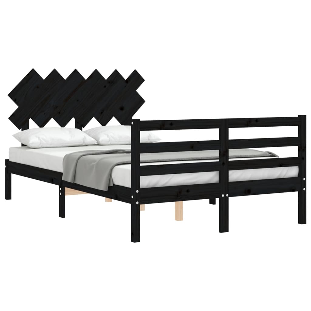 vidaXL Bed Frame without Mattress Black 120x200 cm Solid Wood