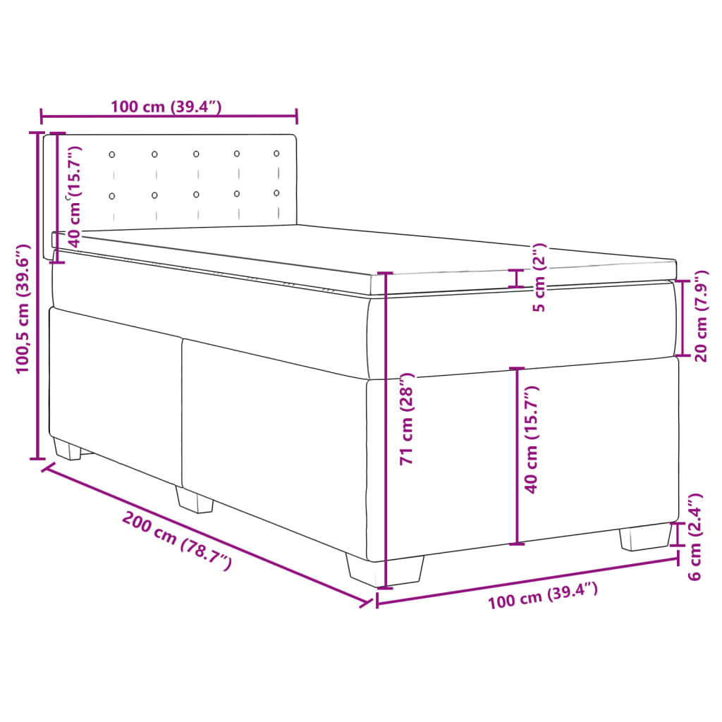 vidaXL Box Spring Bed with Mattress Cappuccino 100x200 cm Faux Leather