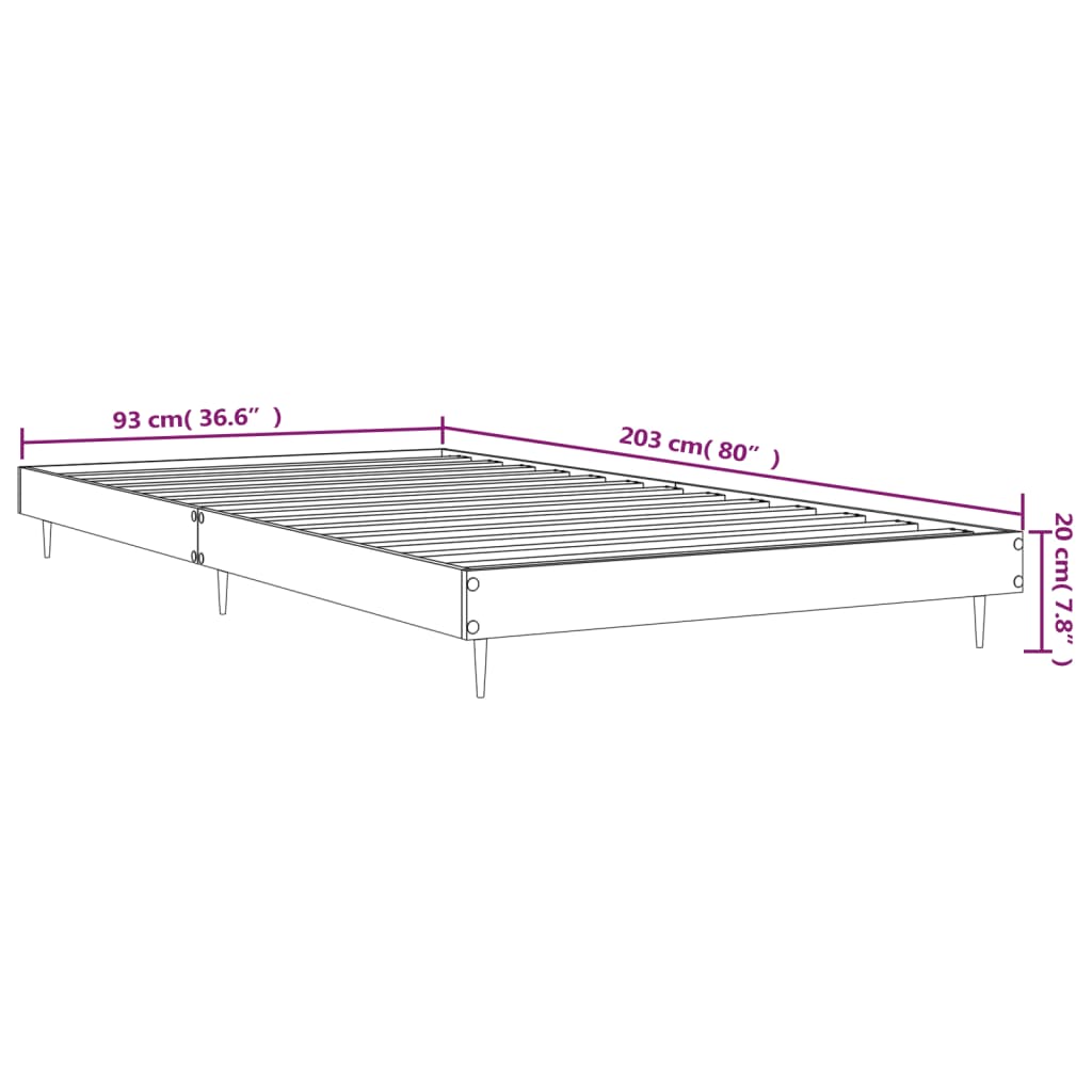 vidaXL Bed Frame without Mattress Black 90x200 cm Engineered Wood