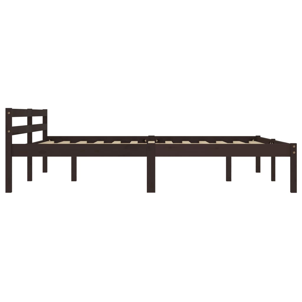 vidaXL Bed Frame without Mattress Dark Brown Solid Pine Wood 160x200 cm