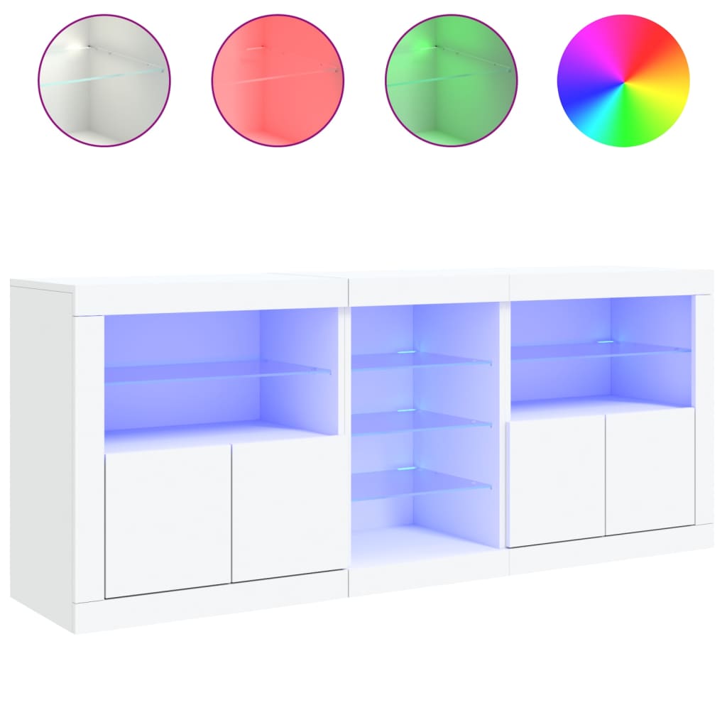 vidaXL Sideboard with LED Lights White 162x37x67 cm