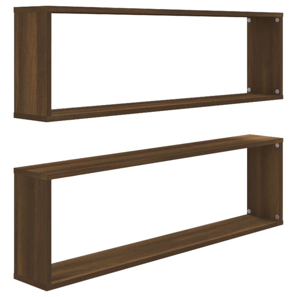 vidaXL Wall Cube Shelves 2 pcs Brown Oak 100x15x30 cm Engineered Wood