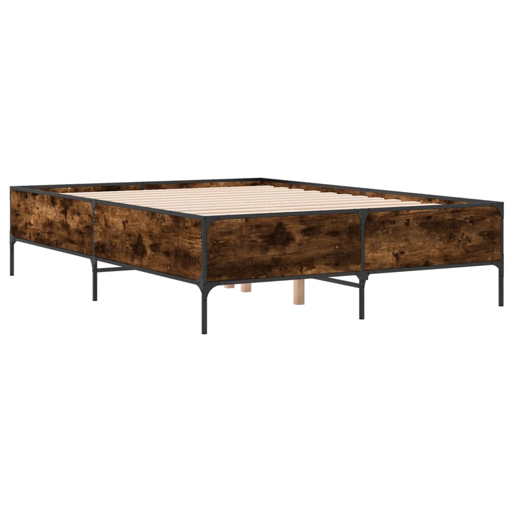 vidaXL Bed Frame without Mattress Smoked Oak 140x190 cm