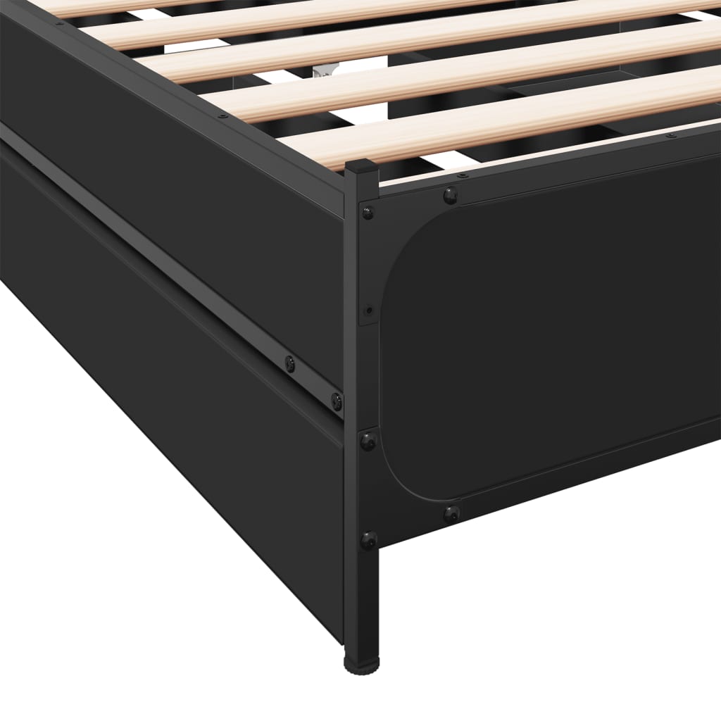 vidaXL Bed Frame with Drawers without Mattress Black 90x190 cm Single