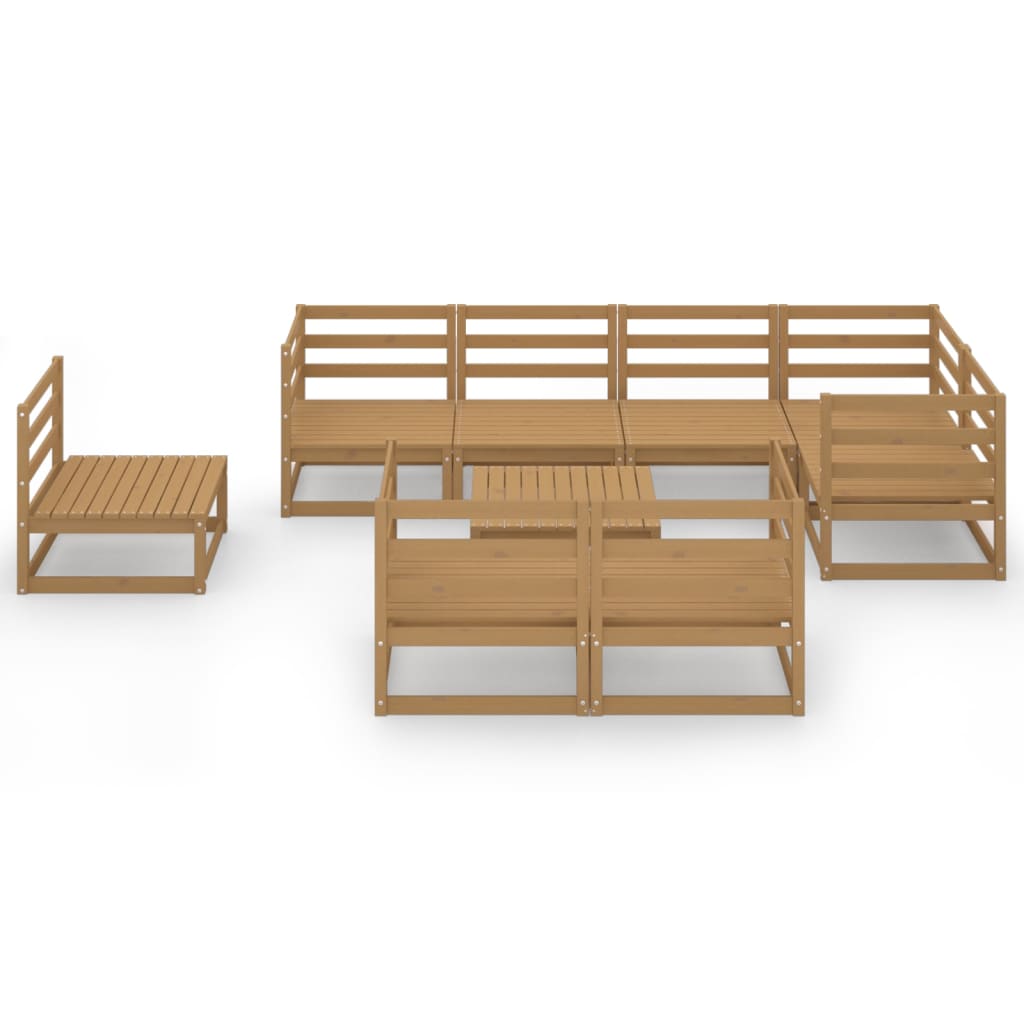 vidaXL 9 Piece Garden Lounge Set Honey Brown Solid Pinewood