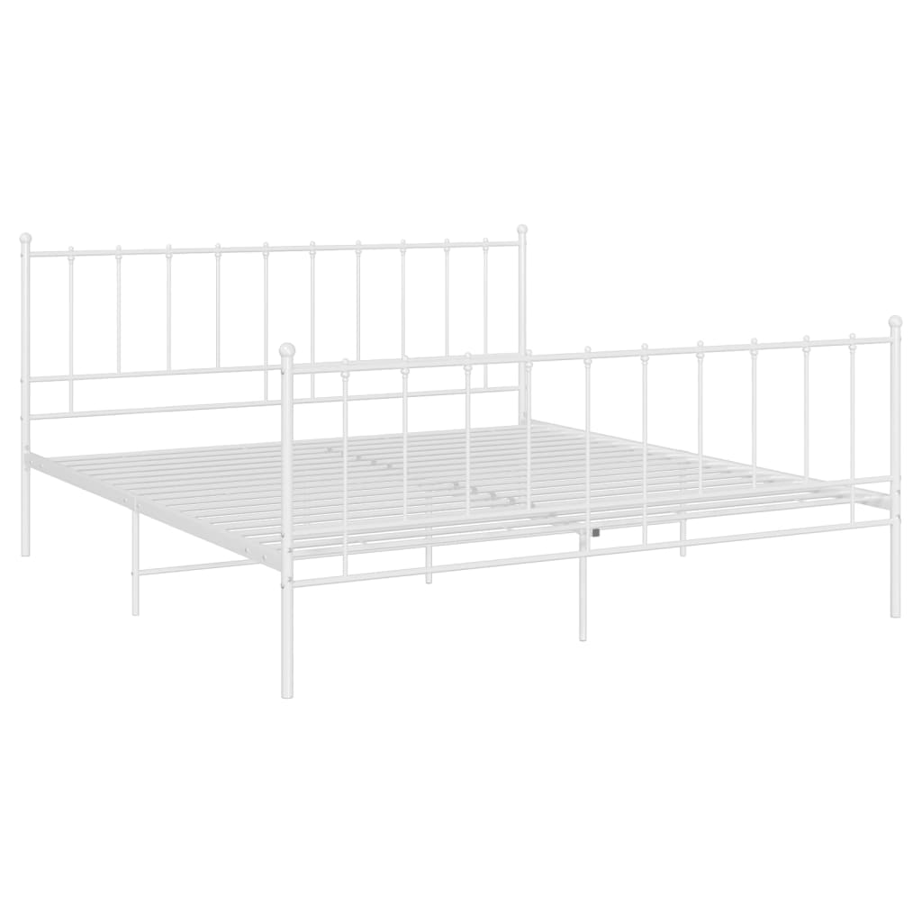 vidaXL Bed Frame without Mattress White Metal 140x200 cm