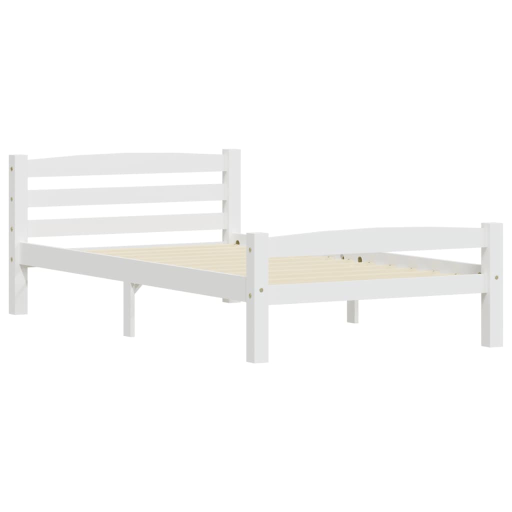 vidaXL Bed Frame without Mattress White Solid Pinewood 90x200 cm