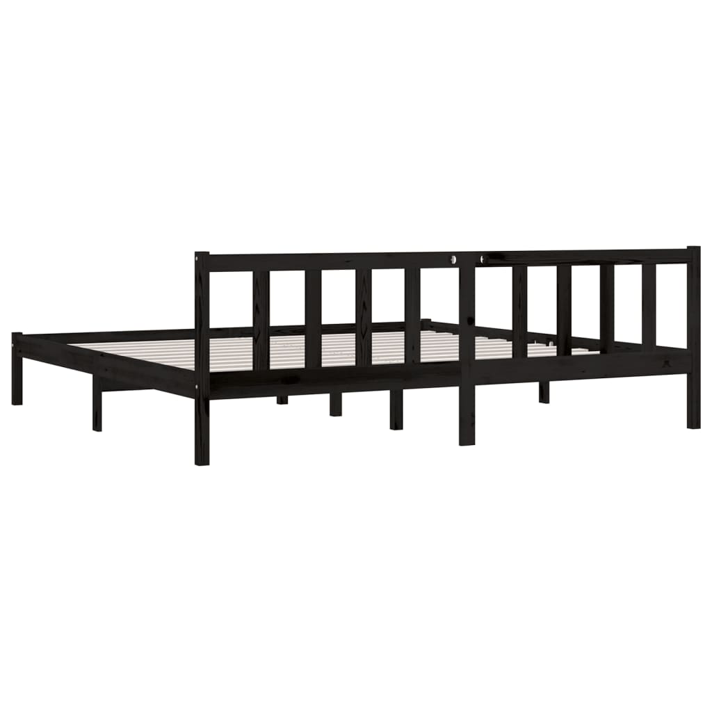 vidaXL Bed Frame without Mattress Black Solid Wood Super King Size