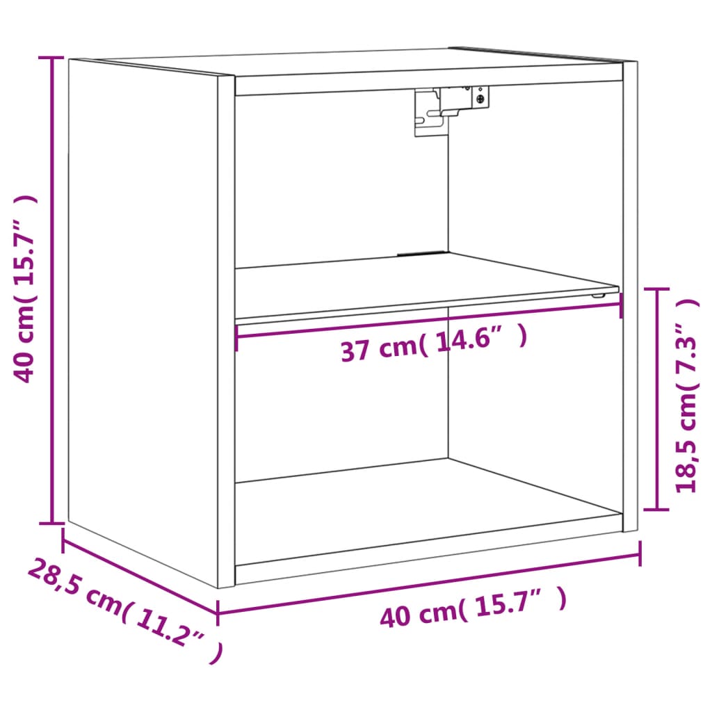 vidaXL Bedside Cabinets with LED Lights Wall-mounted 2 pcs Grey Sonoma