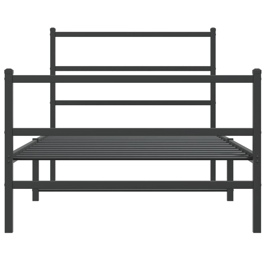 vidaXL Metal Bed Frame without Mattress with Footboard Black 107x203 cm