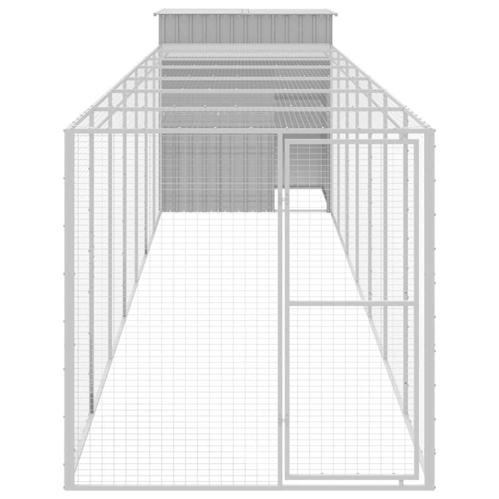 vidaXL Chicken Cage with Run Light Grey 165x863x181 cm Galvanised Steel