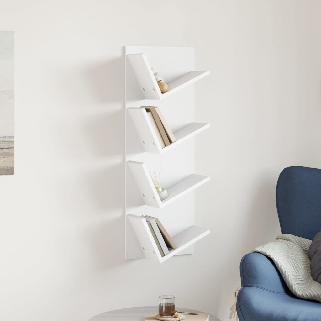 vidaXL Wall Bookshelf 4-Tier White 33x16x90 cm