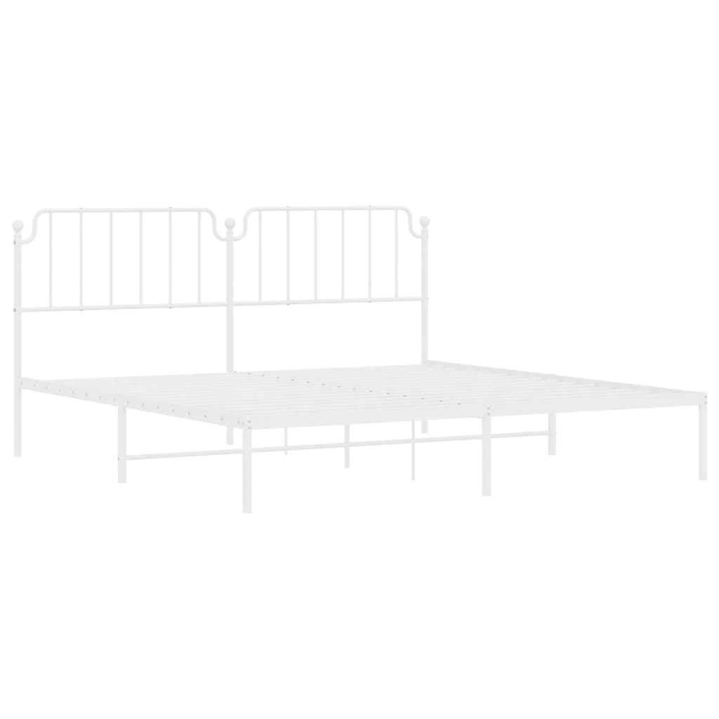 vidaXL Metal Bed Frame without Mattress with Headboard White 193x203 cm