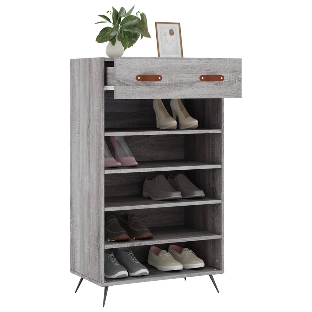 vidaXL Shoe Cabinet Grey Sonoma 60x35x105 cm Engineered Wood