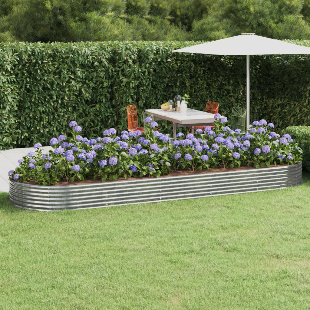 vidaXL Garden Raised Bed Powder-coated Steel 450x140x36 cm Silver