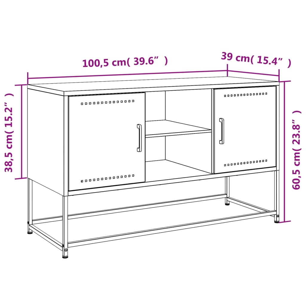 vidaXL TV Cabinet Pink 100.5x39x60.5 cm Steel